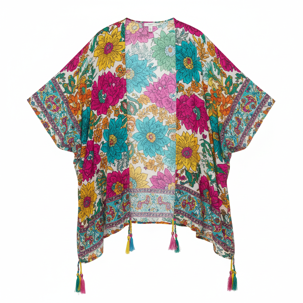 Kimono floral boho colorido y ligero
