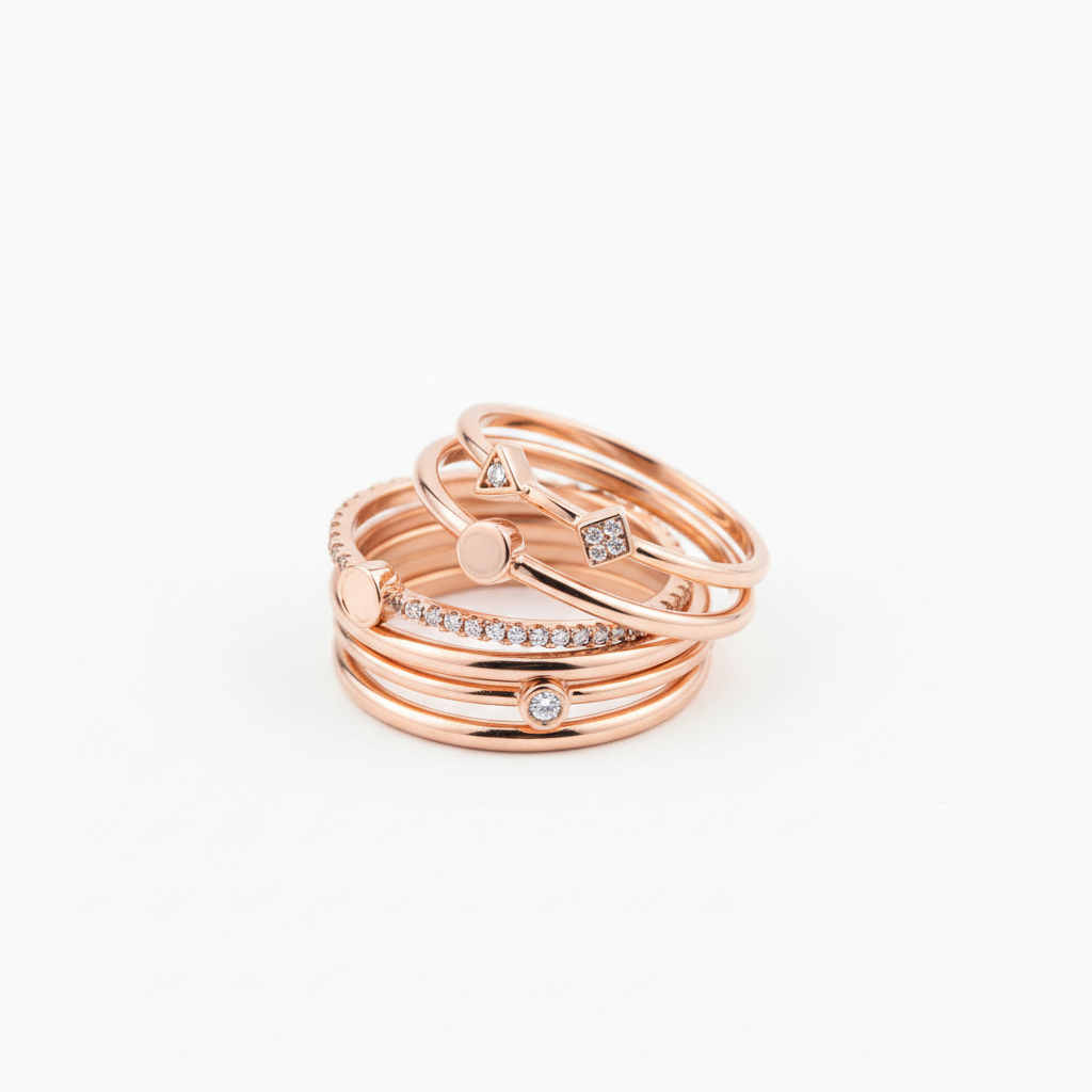 Set de Anillos Oro Rosa
